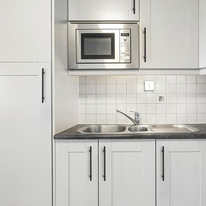HOME EDIT 25 Pack 7-1/2 inch Black Cabinet Handles, Kitchen Cabinet Handles Matte Black Drawer Pulls Zinc Alloy Square Bar Kitchen Pulls - color: Black, size: 7-1/2 Inch Hole Center