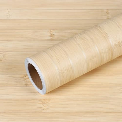VEELIKE Bamboo Wallpaper Peel and Stick Light Wood Contact Paper 24''x354'' - color: Light Brown, size: 24" x 354"