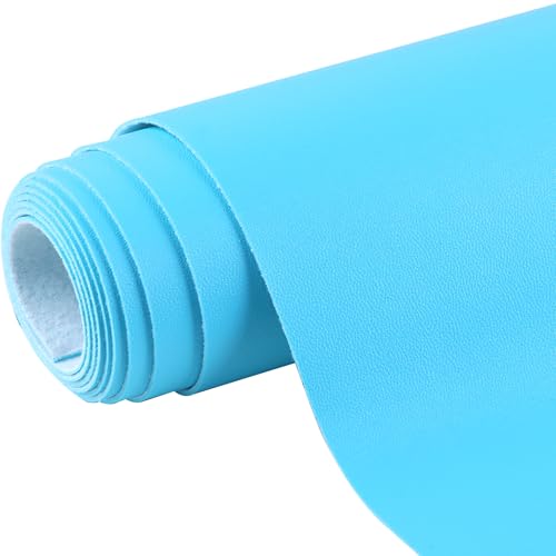 Ramya 16x54 Inch Smooth Faux Leather Sheet,Used for Different DIY Process Projects, Leather Earrings,Upholstery, Leather Roll in Multiple Colors (Sky Blue) - color: Sky Blue