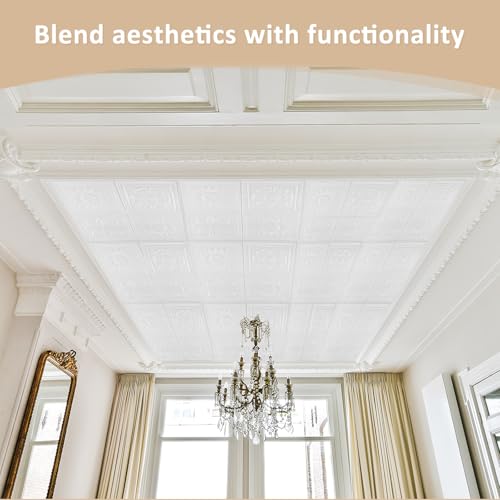 Nuanchu 20 Pcs 13.8 x 13.8 Inch Ceiling Tiles Peel and Stick, Fresh - color: Fresh, size: 13.8 x 13.8 Inch