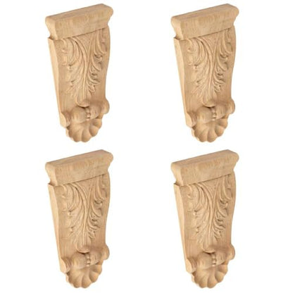 Wood Corbels 4PCS Unfinished Carved Wood Appliques Corner Onlays 5.9x2.8 in - size: 4Pack- 5.9x2.8 Inch