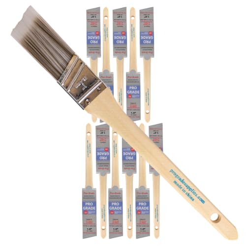 Pro Grade Paint Brushes, 1 Inch Angle Paint Brush, Walls & Trim, 12 Pack