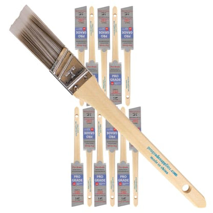 Pro Grade Paint Brushes, 1 Inch Angle Paint Brush, Walls & Trim, 12 Pack