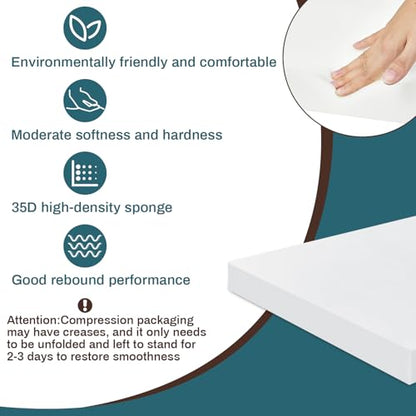 Frienda 1 Pack 2" x 16" x 16" Upholstery High Density Craft Foam, White - size: 2" x 16" x 16"