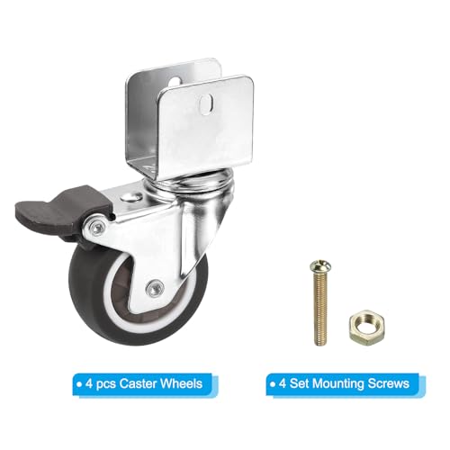 PATIKIL 2" Swivel Caster Wheels with 3/4" U Bracket, 4 Pack Mute Moving Swivel Wheel Replacement with Brake Total Load 165lbs for Cabinet Furniture Table - size: 2"