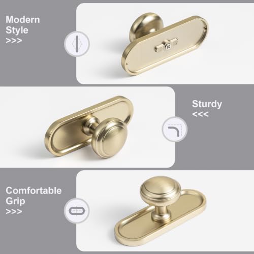 6Pack Champagne Bronze Cabinet Knobs with Backplate Drawer knobs - color: Champagne Bronze, style: Recessed Edge