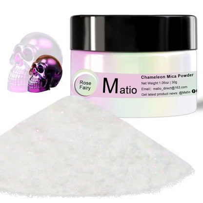 Matio Chameleon Mica Powder, 1.06oz/ 30g Rose Fairy White Chrome Powder - color: W-Rose Fairy