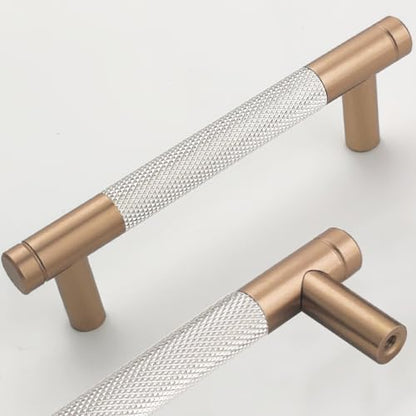 24 Pack 3 3/4 Inch 96 mm Bar Cabinet Pulls Bronze and Nickel Knurled Handles for Drawer Pulls Cupboard Aluminum Handles (Modern, Bronze and Nickel, 3 3/4 Inch) - color: Bronze and Nickel, size: 3 3/4 Inch