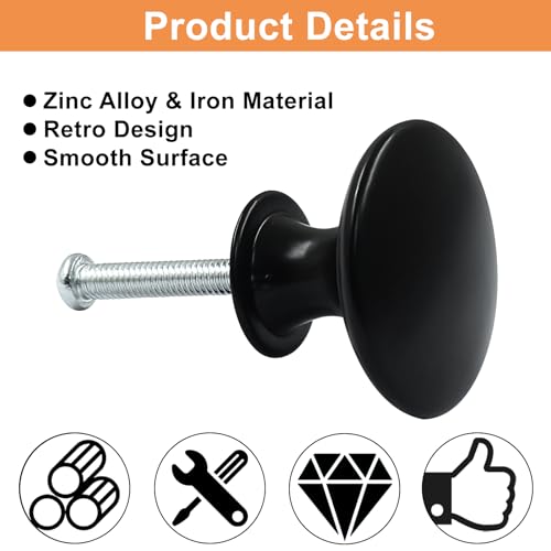 16Pcs 1.16 Inch Antique Black Kitchen Cabinet Knobs - color: Black, size: 16 Pcs