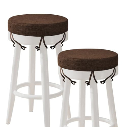 AddGrace Round Bar Stool Cushions with Ties Set of 2 12" Brown - color: Coffee