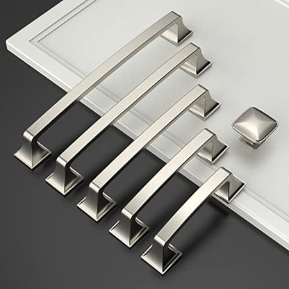 Amerdeco 10-Pack Brushed Satin Nickel Cabinet Hardware: 7 Inch(178mm) Hole Center Pulls for Bathroom, Kitchen & Dresser - color: Brushed Satin Nickel, size: 7" hole center