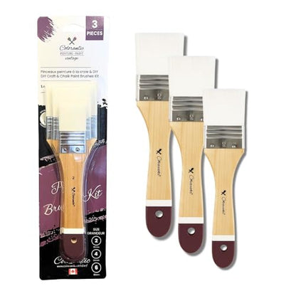 Colorantic | Set of 3 White Silk Brushes (35 mm, 50 mm, 65 mm) | Reusable Chalk Paint Brushes | Smooth & Even Application | Durable Washable Tools for Furniture & DIY Chalk Projects