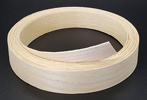 Edge Banding-EBQuick-Real Un-Finished Wood Veneer Tape, Sanded Perfectly, Pre-Glued with Hot Melt Adhesive, Easy Application Iron-On. Flexible, 13/16” Wide-Made in USA. (White Ash-25' LF Roll) - color: White Ash-25' LF Roll