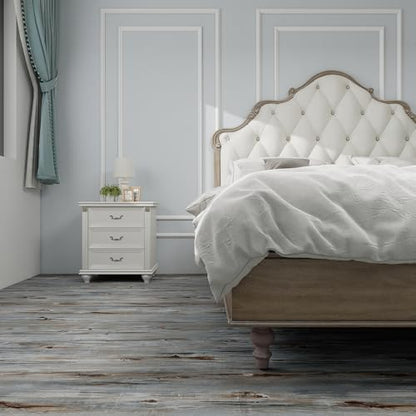 Wood Grain Peel and Stick Floor Tiles, 11.8" W × 118" L, Tide‑Washed - color: Sunwashed Blue, size: 118"*11.8"
