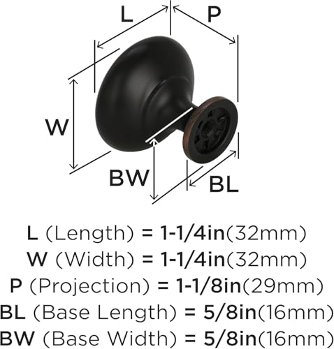 Amerock 1-1/4" Round Edona Oil-Rubbed Bronze Cabinet Knob - color: Oil Rubbed Bronze, size: 1-1/4 Inch (32 mm) Diameter