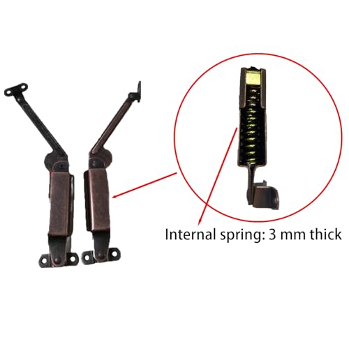 2-Piece Antique Bronze Spring-Loaded Cover Plate Support Hinge (with Screws) - Suitable for Tables, Toy Boxes, and Furniture Cabinet Hardware, Easy to Install, Rust-Proof and Durable.