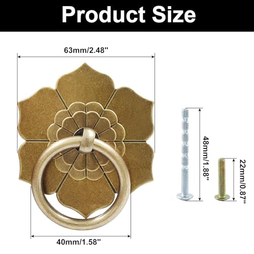 Murtenze Bronze Antique Brass Ring Pulls Handle, 2 Pieces - color: Bronze, Flower-2