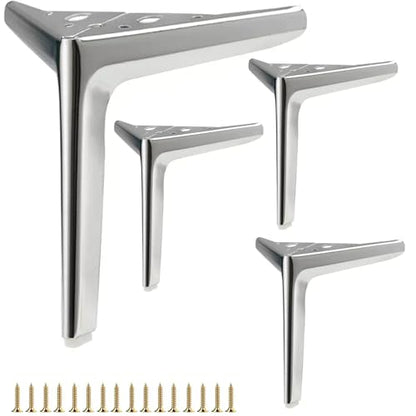 9.8 inch/25cm Shiny Silver Metal Furniture Legs Set of 4 - color: Shiny Chrome, size: 9.8 inch