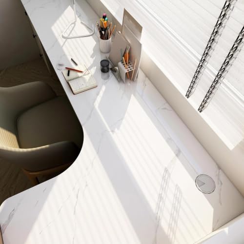 White Glossy Marble Contact Paper 15.7"X78.7" Peel and Stick Wallpaper - color: White, size: 15.7" x 78.7"
