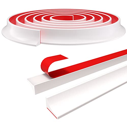 New Collapsible Shower Threshold Water Dam, Self Adhesive Silicone Waterproof Barrier Bathroom and Kitchen Water Strip Dam Shower Guard for Dry And Wet Separation Caulk Seal Strip Edge Trim(White) - color: White, style: 39Inch