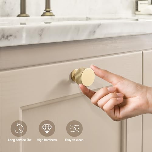 Gold Cabinet Knobs 6 Pack Round Pulls for Kitchen and Dresser - color: Gold