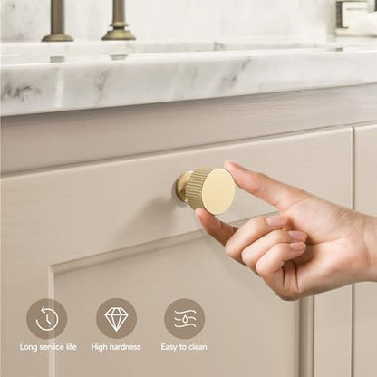 Gold Cabinet Knobs 6 Pack Round Pulls for Kitchen and Dresser - color: Gold