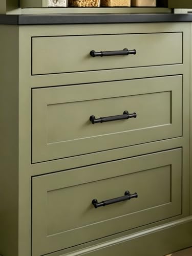 5 Pack Black Cabinet Pulls 3.75" Hole Center Matte Black Handles Drawer Pulls Closet Bathroom Vanity Dresser Hardware Zinc Alloy - color: Black, size: 3.75"(96mm) Hole Centers