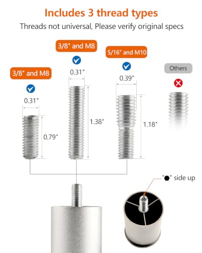 4 Pack Bed Support Legs 3 Inch Silver Furniture Cabinet Metal Legs Replacement Screw in M8 Couch Feet Dresser Foot Desk Leg Cylinder Aluminum Alloy - color: Silvery, size: 3 inch(4pcs)