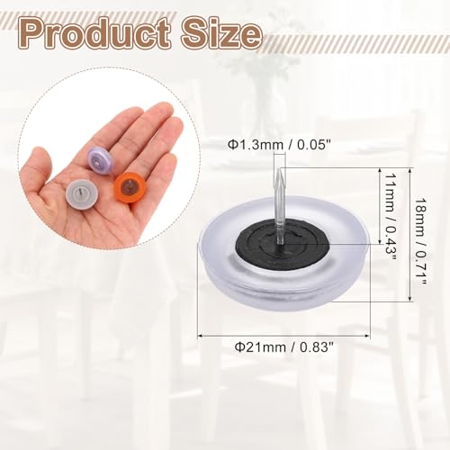 uxcell 50pcs Furniture Glides 21mm Round - Plastic with Nail, Transparent - color: Transparent