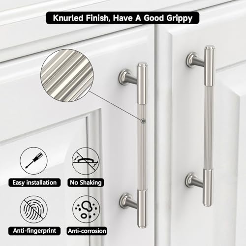 Brushed Satin Nickel Cabinet Handles Kitchen Pulls 7.5 Inch 10 Pack - color: Brushed Satin Nickel, size: 7.5" Hole Center