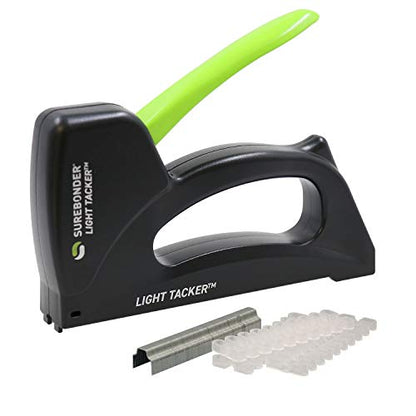Surebonder 5540HOL Light-Duty Tacker Staple Gun for Holiday and Christmas Lights, Garland, Phone, Speaker, TV, and Computer Cable - 60 Staples and 30 Insulators Included