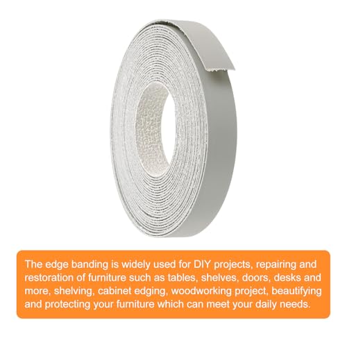 uxcell PVC Edge Banding, 3/4 Inch x 25ft, Pre-Glued, Gray - color: Gray, size: 3/4 Inch x 25ft