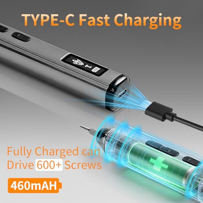 60‑in‑1 Mini Electric Screwdriver Set,S2 Bits,5 Torque Settings,LED Lights - color: Gray 2