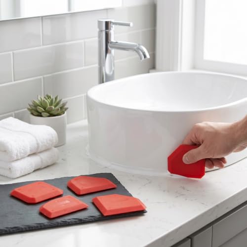 Silicone Caulking Tool Kit, 4Pcs Caulk Remover Smoother Finisher Scraper Cleaner Grout Removal Tool for Kitchen Bathroom Floor Window Sealant Sealing