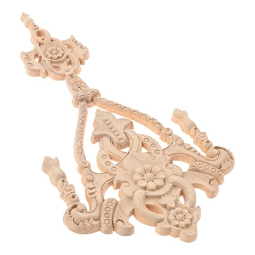 1Pc Wood Carved Onlays Center Wooden Appliques Furniture DIY 11.81" x5.91 - size: 30x15cm/11.81"x5.91"