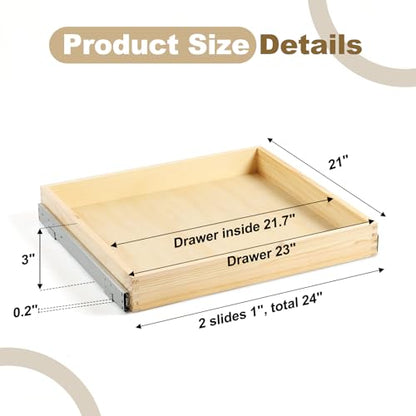 Soft Close Wood Pull-Out Cabinet Drawer, 23", Fits 24"+ Opening - size: 23inch