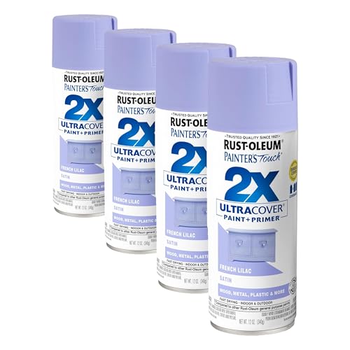 Rust-Oleum 334068 Painter's Touch 2X Ultra Cover Spray Paint, 12 oz, Satin French Lilac (Pack of 4) - color: Satin French Lilac, size: 12 Ounce (Pack of 4)