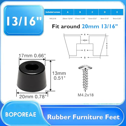 20 Pcs Rubber Feet for Cutting Board with Stainless Screws - size: 13/16" W X 1/2" H