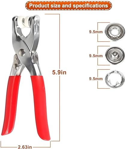 100 Sets Abruga Metal Snaps Buttons, Five Claw Buckle Installation Plier Tool Set, Snap Fastener Plier Tool, Metal Prong Snaps Buttons for Clothing Leather Crafting Sewing