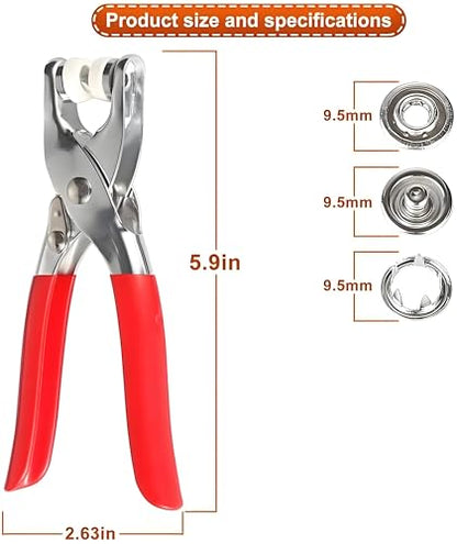 100 Sets Abruga Metal Snaps Buttons, Five Claw Buckle Installation Plier Tool Set, Snap Fastener Plier Tool, Metal Prong Snaps Buttons for Clothing Leather Crafting Sewing