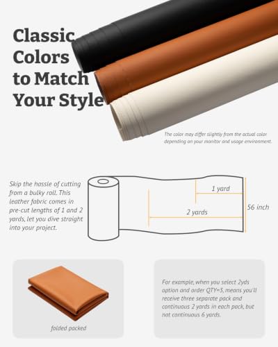 Faux Leather Fabric - Upholstery Fabric by the Yard - Waterproof Vinyl Fabric - PVC Leather Sheets for Upholstery, Sofa, Handbags, Boat, Car, Sewing & DIY Crafts - 36"x54", Brown - color: Brown, size: 1 Yard (54 x 36 inch)