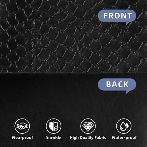 Black Faux Leather,Marine Vinyl Fabric,Pleather Sheets for Crafts. - color: Crocodile Black, size: 1 Yard