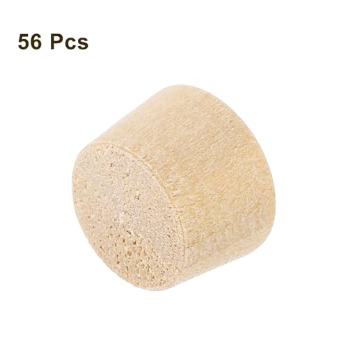 uxcell 56Pcs Wood Button Plugs, 9.5mm/0.37" Flat Head Hardwood Screw Hole Plug Wooden Caps Buttons Wood Plug for Furniture Woodworking Craft Decor (11mm x 9.5mm) - size: 11x9.5x8mm