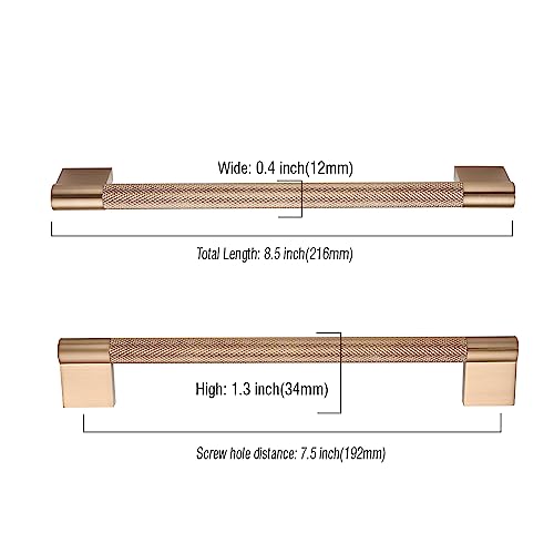 Asidrama 10 Pack 7.5 inch Champagne Bronze Knurled Cabinet Handles - color: Champagne Bronze, size: 7.5" Hole Center(192mm)