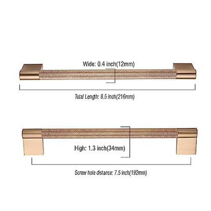 Asidrama 10 Pack 7.5 inch Champagne Bronze Knurled Cabinet Handles - color: Champagne Bronze, size: 7.5" Hole Center(192mm)
