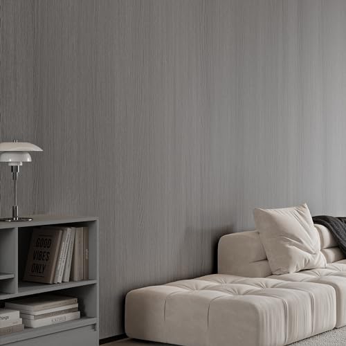 Haimin Wallpaper 24" x 393" Wood Contact Paper Peel and Stick Vinyl Roll - color: Grey (04)