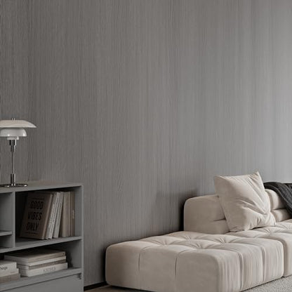 Haimin Wallpaper 24" x 393" Wood Contact Paper Peel and Stick Vinyl Roll - color: Grey (04)