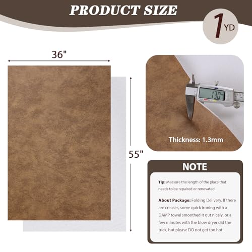 Faux Leather Vinyl Upholstery Fabric by The Yard 1.3mm Thick 1 Yard 55"x36" - color: Wheat, size: 1 Yard