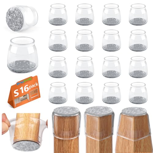 BAIPOK 16Pcs Round Chair Leg Floor Protectors for Hardwood Floors - color: Transparent-16pcs, size: Universal S (0.90'' -1.20'')