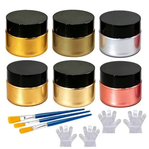 6 Jars Shimmer Metallic Acrylic Paint for Wood/Fabric/Art Craft 1.7oz/Jar - color: Metallic Acrylic Paints+Tools